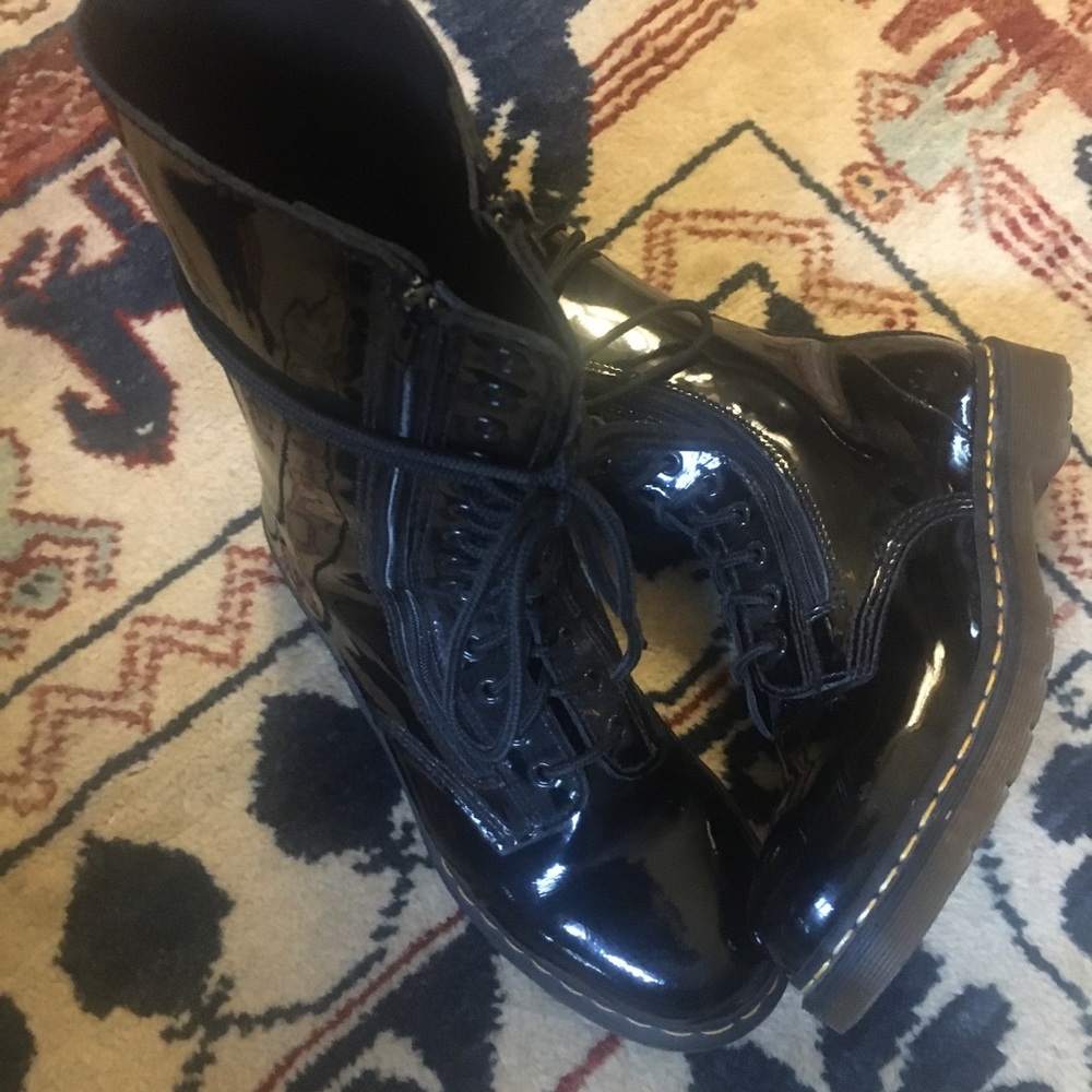 RARE!!  Dr. Martens tall boots in black patent.